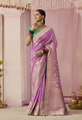 Monjolika Fashion Viscose Mauve Weaving Floral Printed Designer Saree