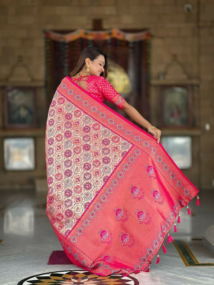 PR Fashion Rani Soft Kanjivaram Silk With Zari Weaving Meenakari Design Saree
