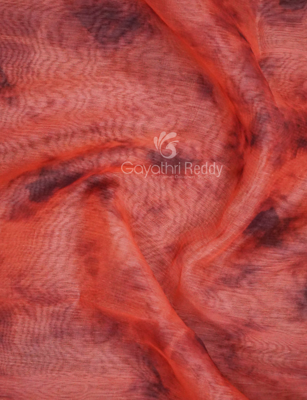 Shades of Peachish Orange Colour Shibori Print Semi Chanderi Saree By Gayathri Reddy Designer Studio