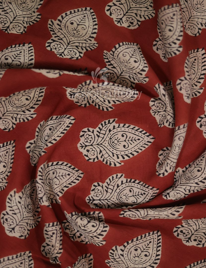 Rust Red Coloured Combination Printed Cotton Saree By Gayathri Reddy Designer Studio