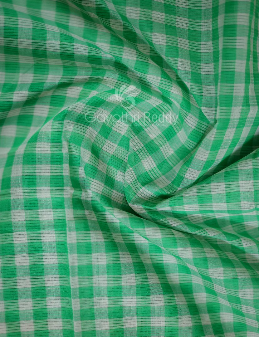 Light Green Colour With Checks Pure Mangalgiri Cotton Saree By Gayathri Reddy Designer Studio
