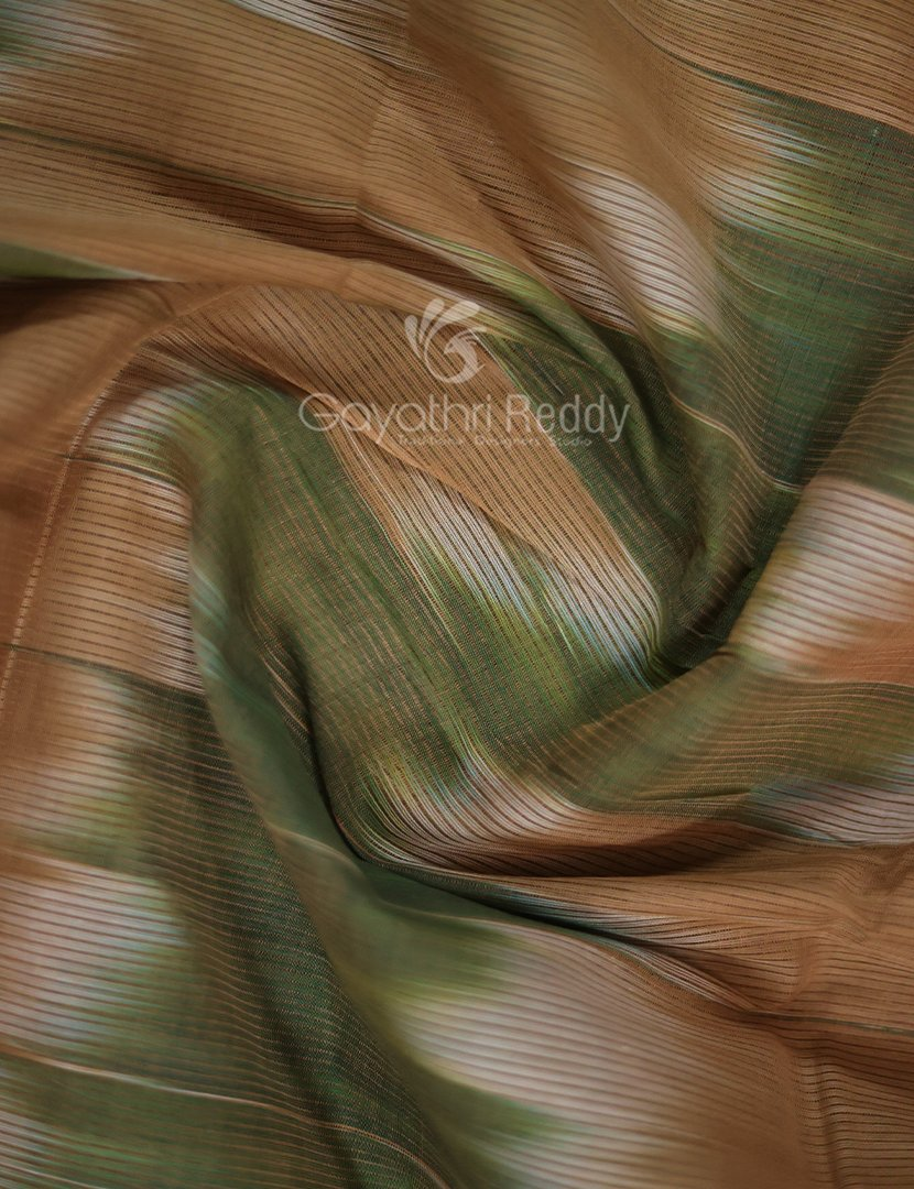 Dual Shades of Mustard And Pink Mangalagiri Ikkat Cotton Saree By Gayathri Reddy Designer Studio