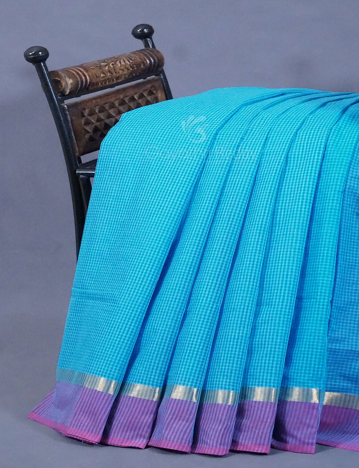 Dual Shade of Sky Blue And Violet Pure Mangalgiri Cotton By Gayathri Reddy Designer Studio