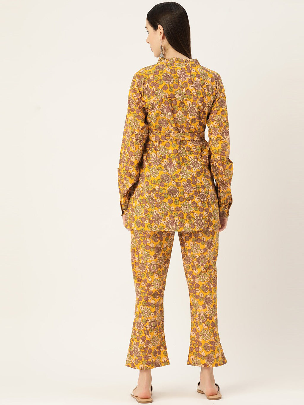 InWeave Mustard Kalamkari Print Co Ord Set With Belt