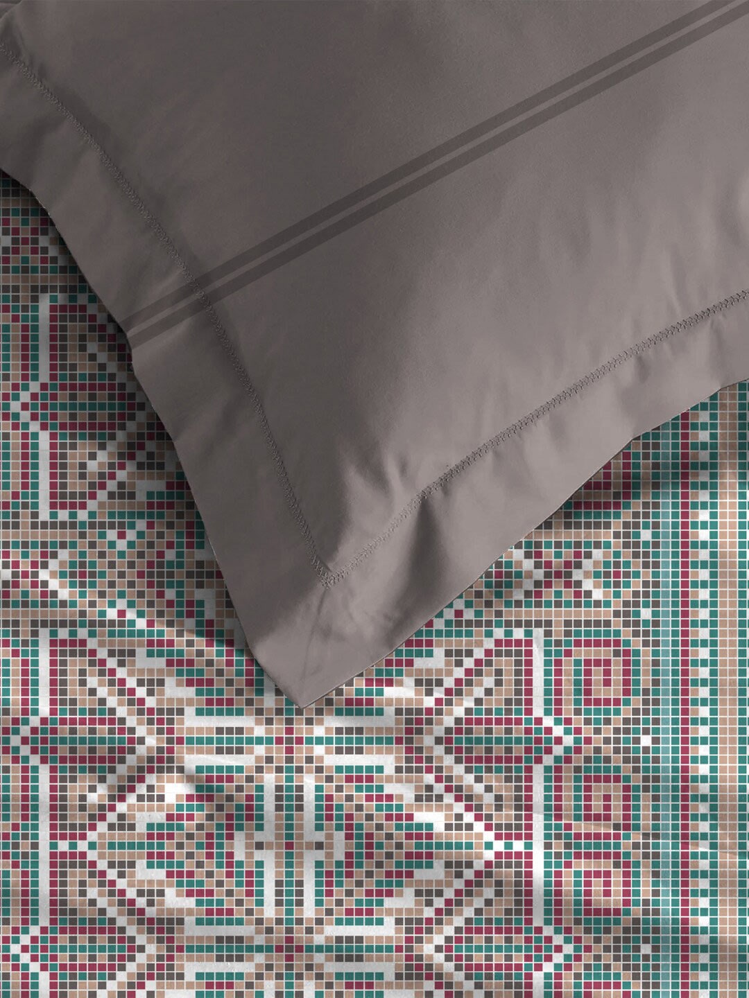 MYTRIDENT Dusk and Dawn Brown Printed Pure Cotton 144 TC Queen Bedsheet Pillow Covers