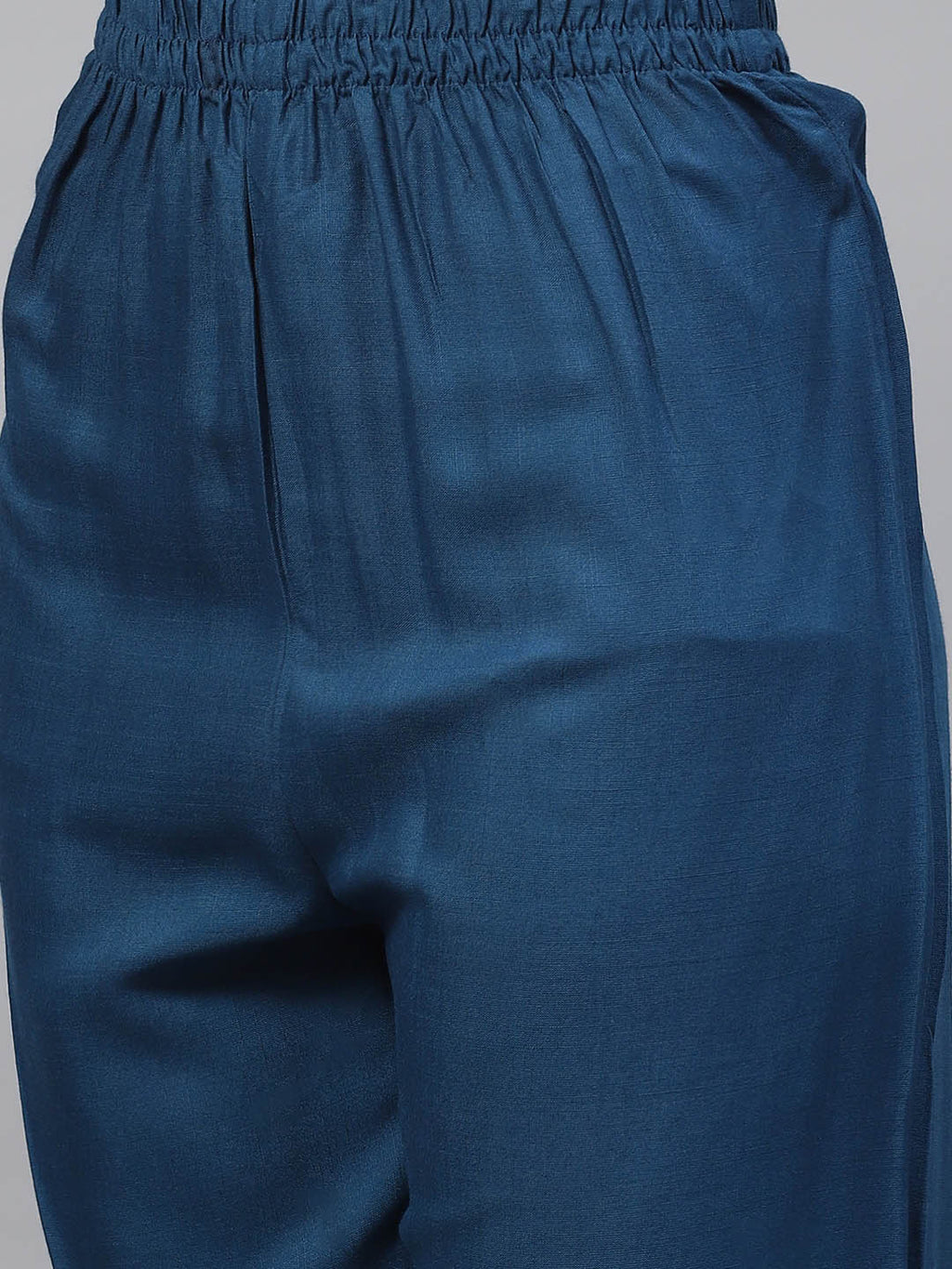 HERE&NOW Women Blue Embroidered Kurta with Trousers & Dupatta
