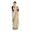 Exclusive Collection 100% Pure Cotton Off White Pesta Saree With Printed Work