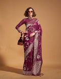 Monjolika Fashion Wine Silk Weaving Designer Traditional Saree