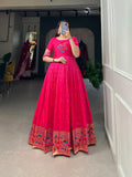 Lorenvalley Pink Jacquard Silk Paithani Woven Design Gown