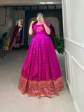 Lorenvalley Purple Jacquard Silk Paithani Woven Design Gown