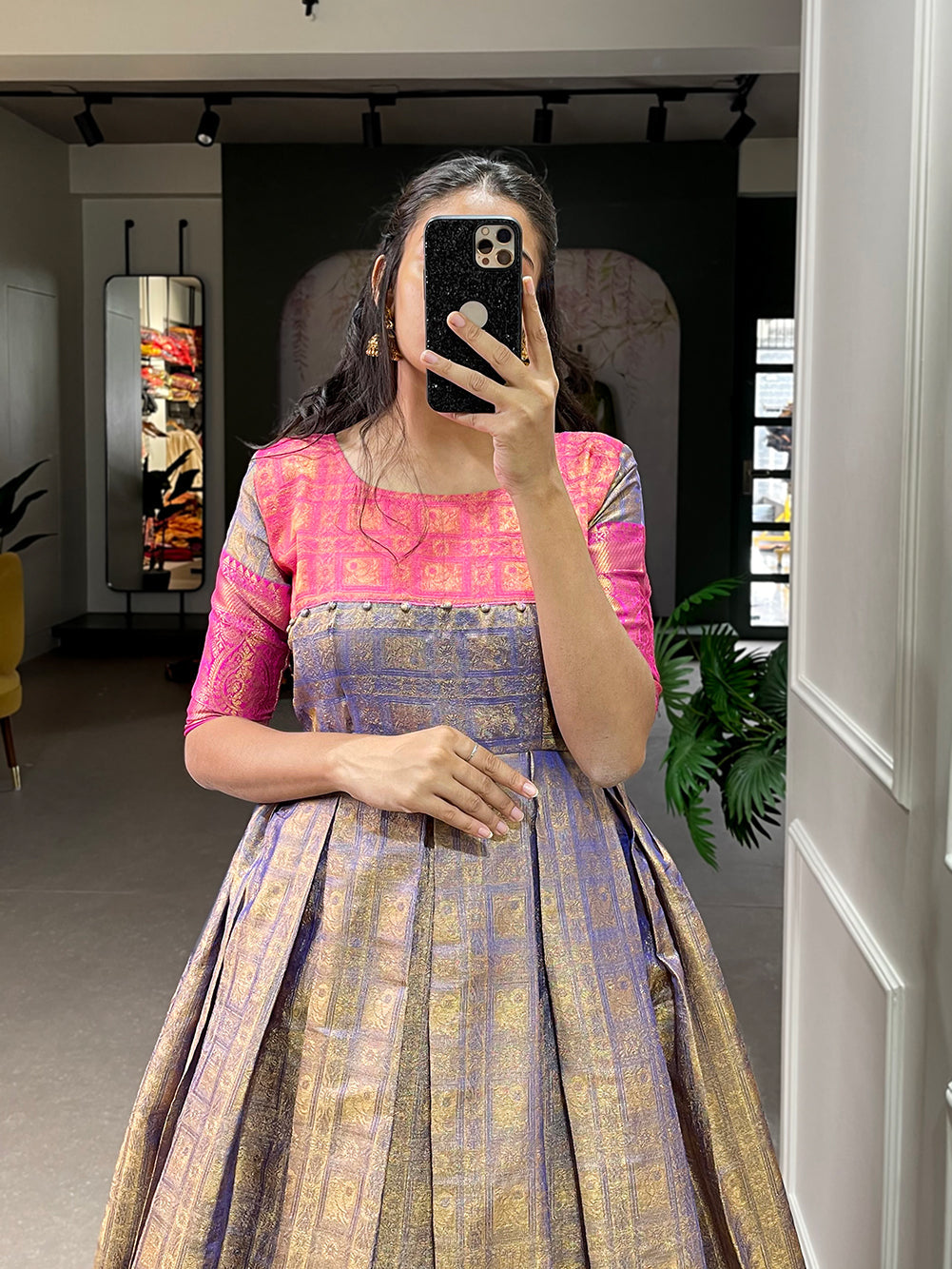 Lorenvalley Blue Kanjivaram Zari Weaving Work Gown