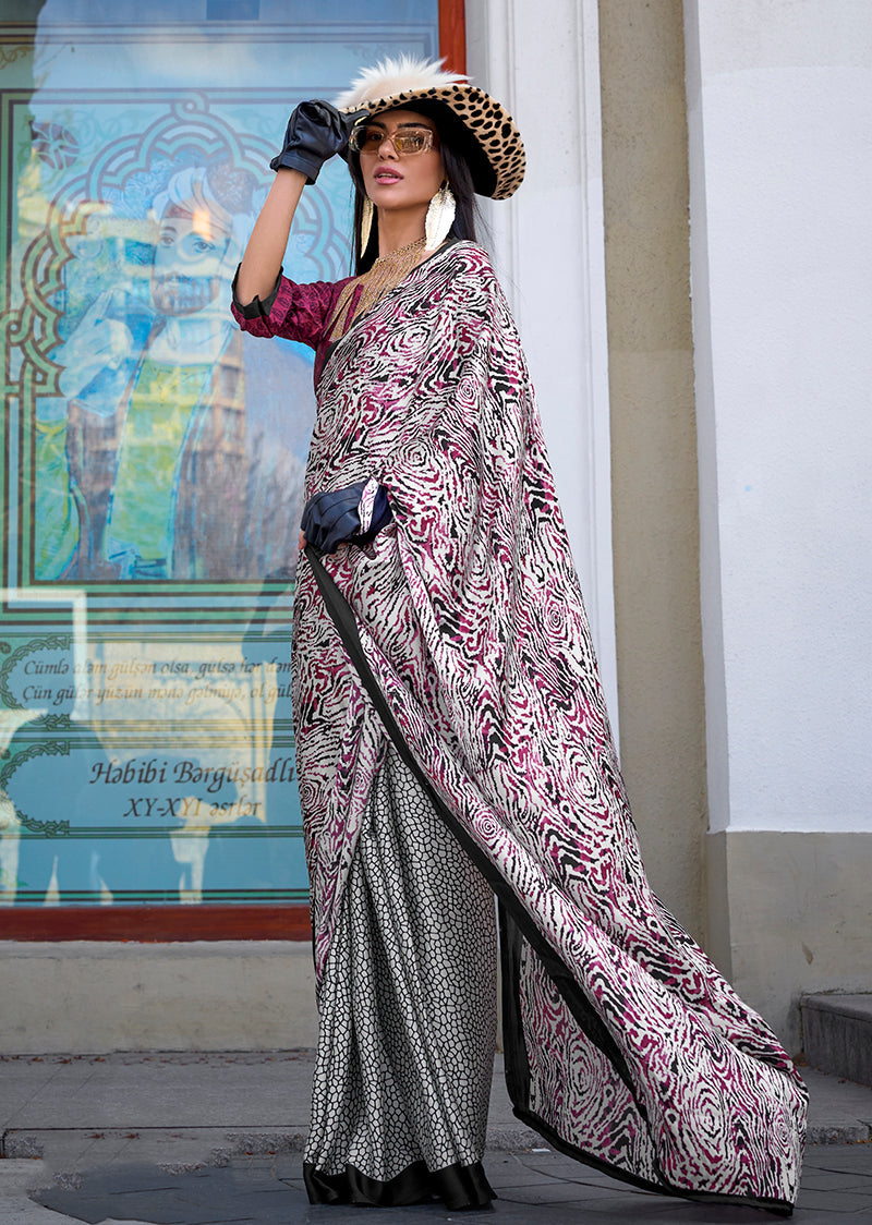 Monjolika Fashion Printed Satin Multi Colour Classic Saree