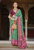 Monjolika Fashion Light Green And Pink Patola Print Silk Festival Trendy Saree