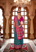 Monjolika Fashion Teal Patola Print Festival Contemporary Saree