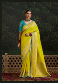 Monjolika Fashion Sequins Embroidered Border Work Dola Silk Light Olive Green Reception Classic Saree