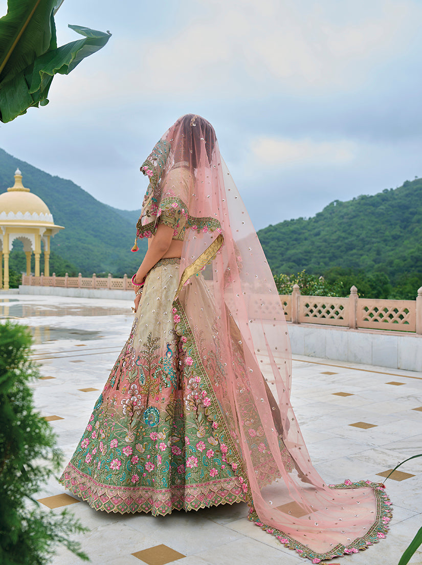 Monjolika Fashion Silk Blend Embroidered Sequins Multi Colour Designer Lehenga Choli