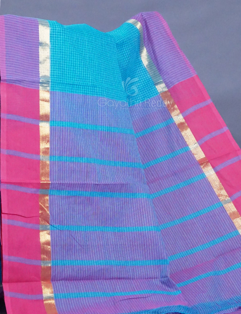 Dual Shade of Sky Blue And Violet Pure Mangalgiri Cotton By Gayathri Reddy Designer Studio