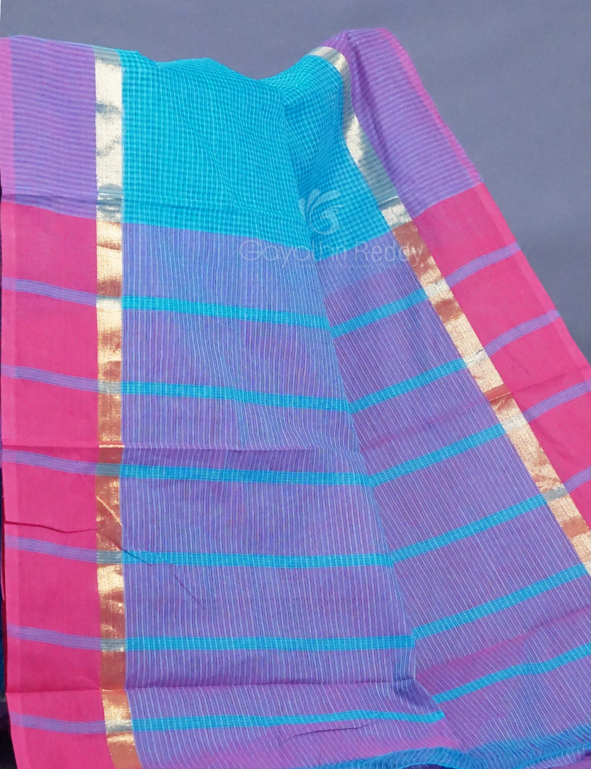 Dual Shade of Sky Blue And Violet Pure Mangalgiri Cotton By Gayathri Reddy Designer Studio