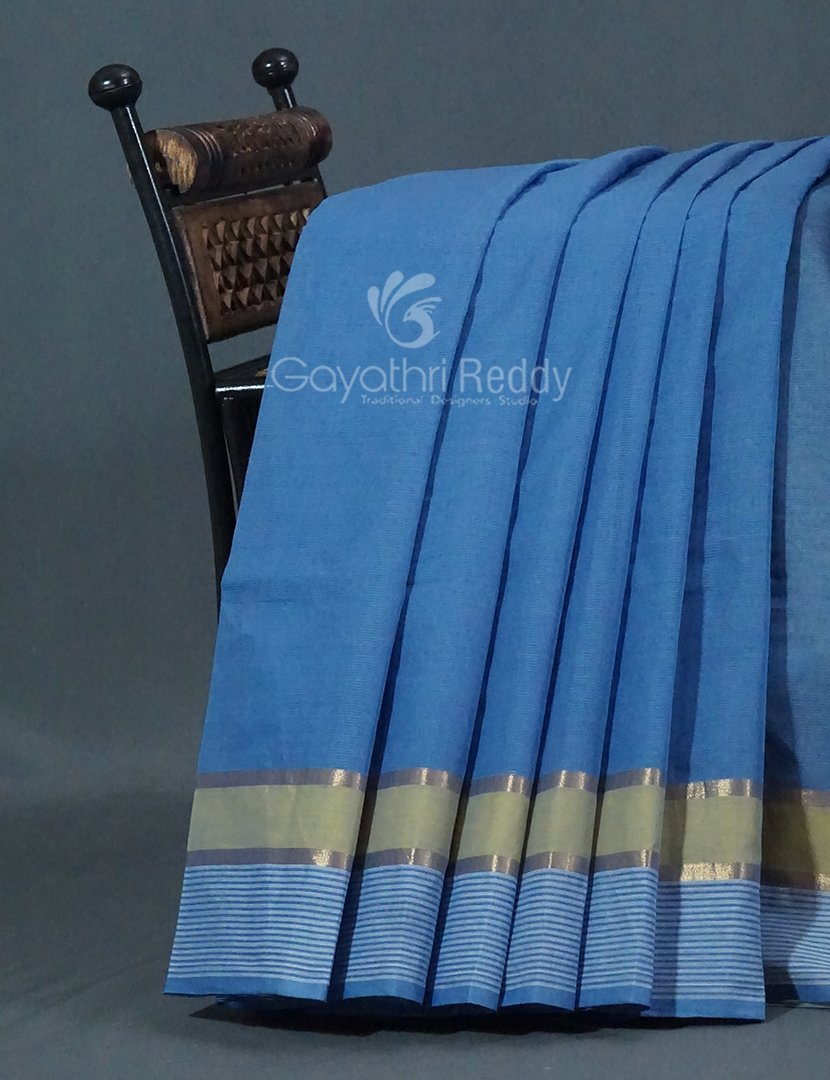 Dual Shades of Cloud Blue Pure Mangalgiri Cotton By Gayathri Reddy Designer Studio