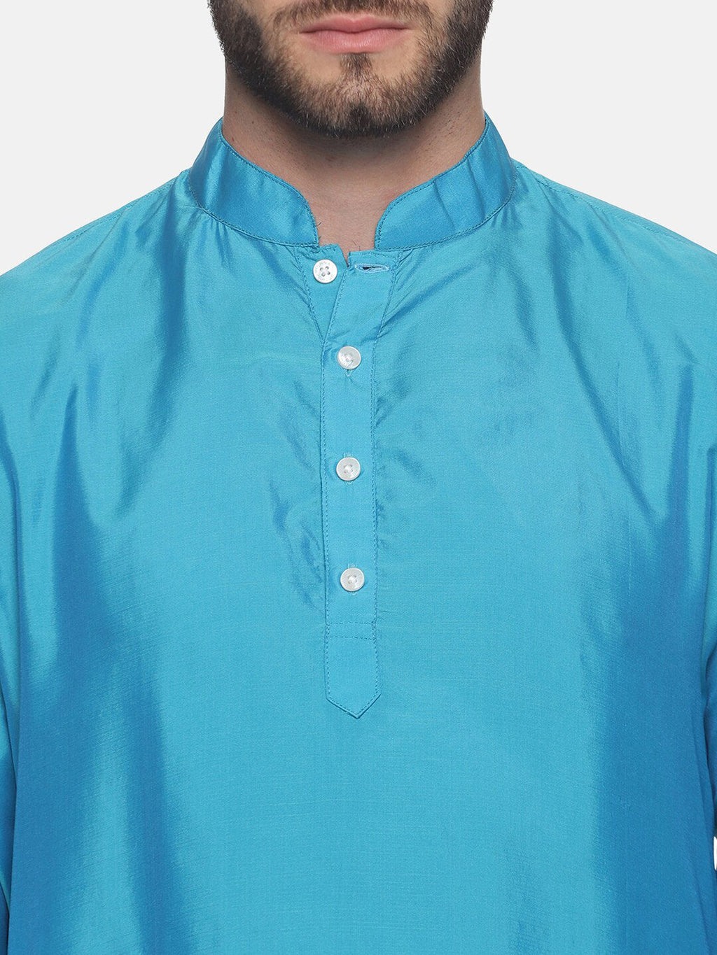 Sethukrishna Men Turquoise Blue Angrakha Kurta with Salwar