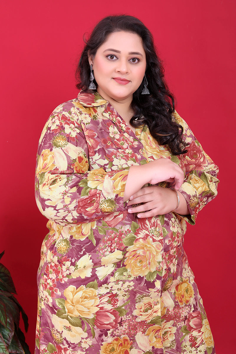 Monjolika Fashion Multicolor Rayon Floral Print Classic Co-Ord Set
