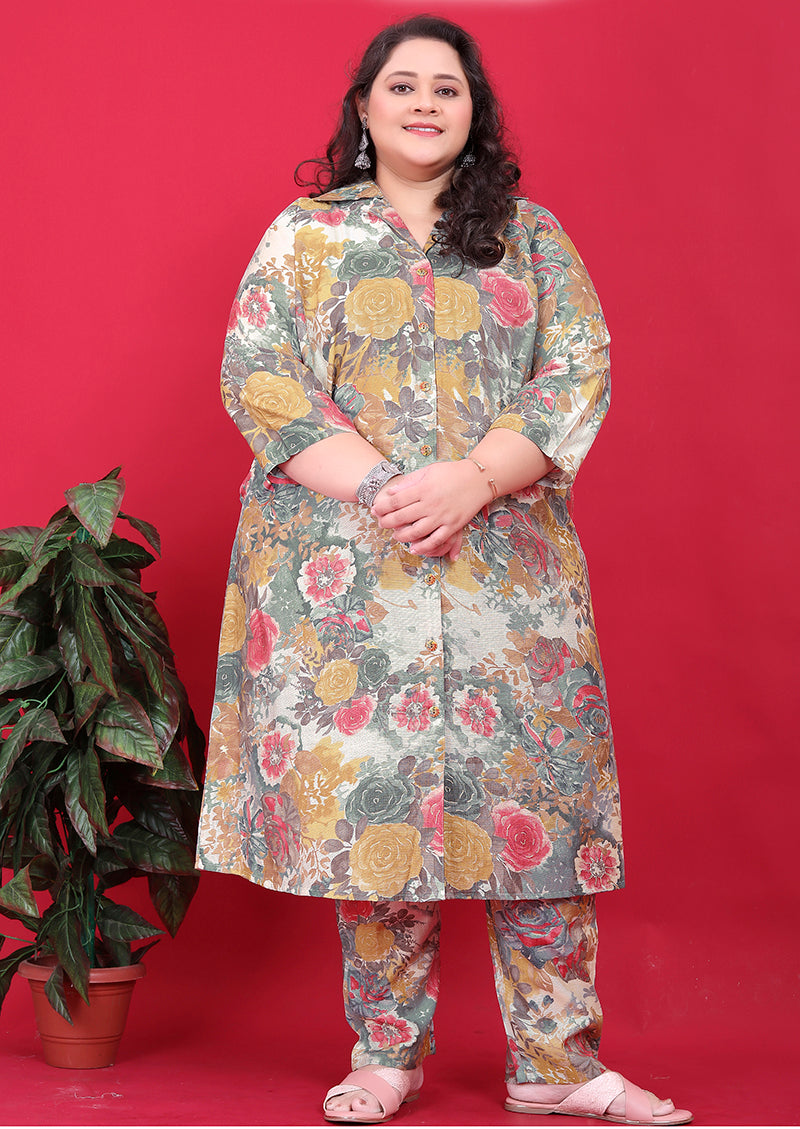 Monjolika Fashion Multicolor Rayon Floral Print Classic Co-Ord Set