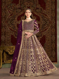 Monjolika Fashion Purple Color Embroidered Santoon Net Salwar Suit