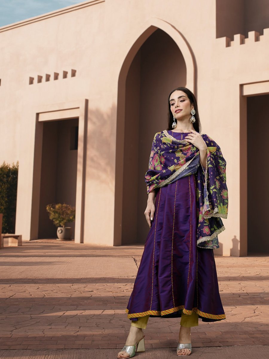 All About You Women Keyhole Neck A-Line Kurta & Dupatta
