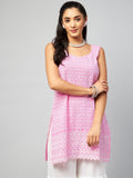 InWeave Women's Pink Sweetheart Neckline Kurta