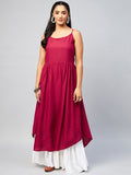InWeave Women's Solid Maroon Strappy Kurta