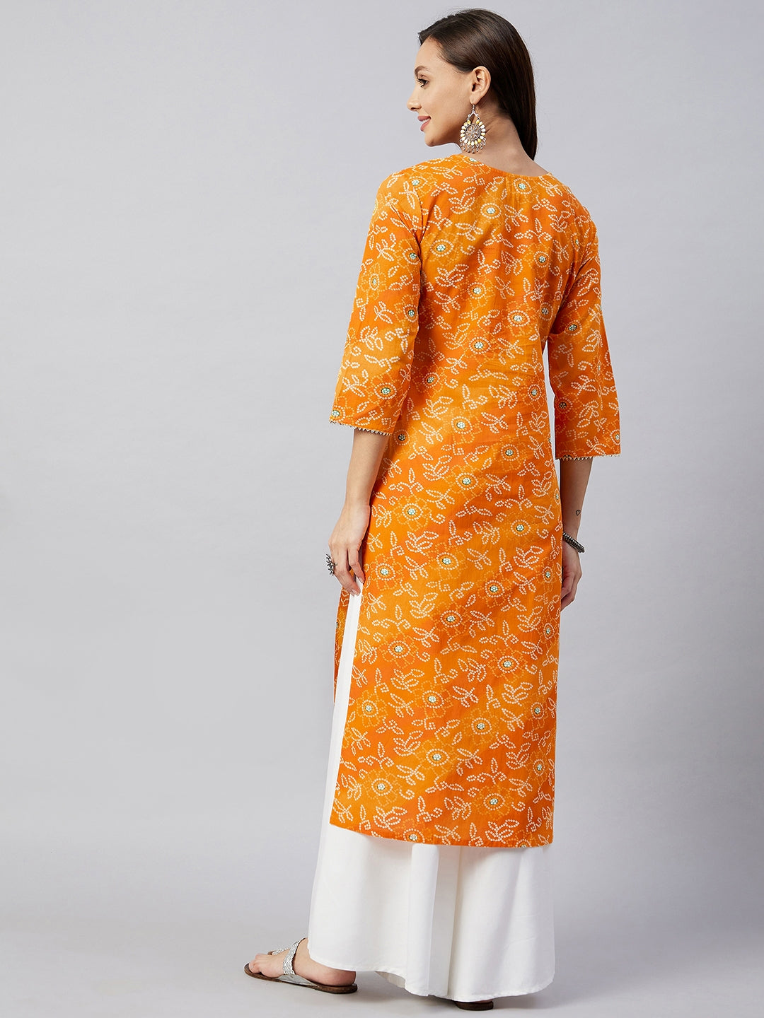 InWeave Women's Canary Orange Work Straight Kurta