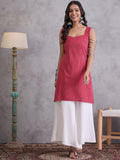 InWeave Maroon Kantha Striped Kurta