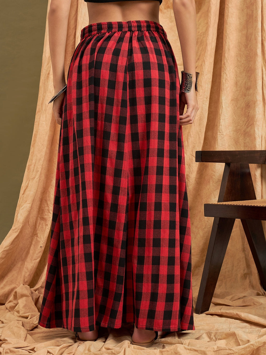 InWeave Black Red Check Skirt