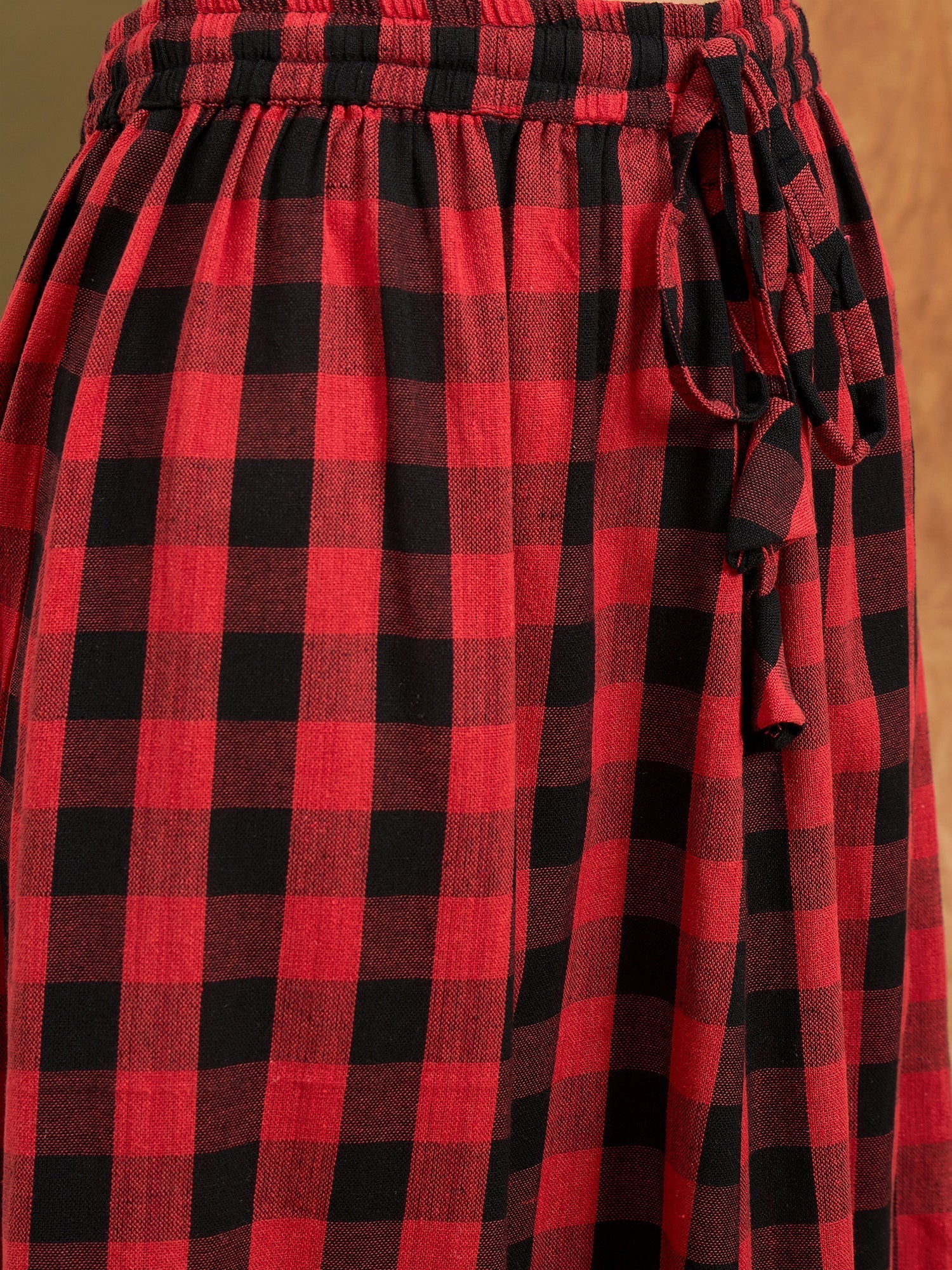 InWeave Black Red Check Skirt