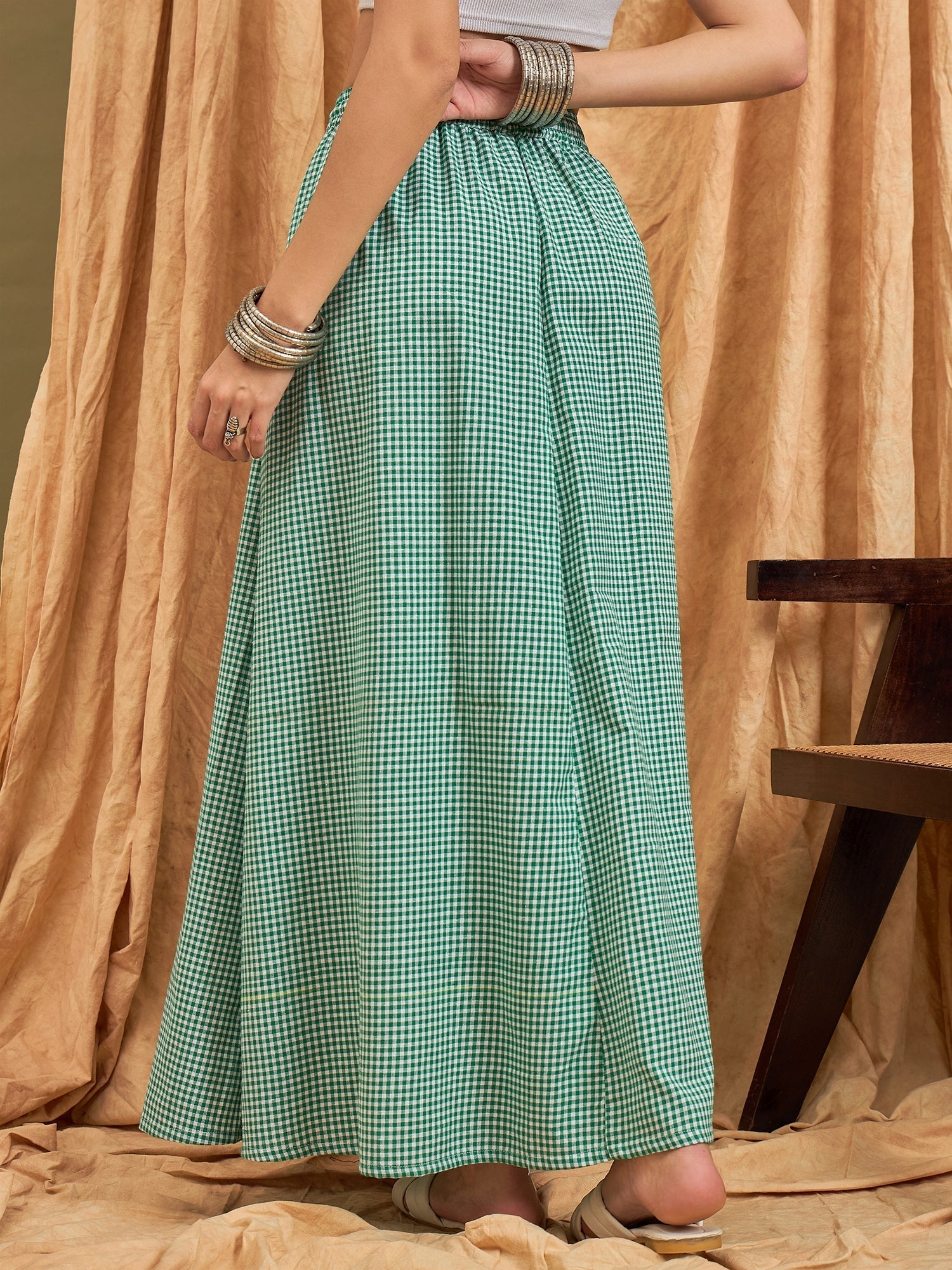 InWeave Green Small Check Skirt