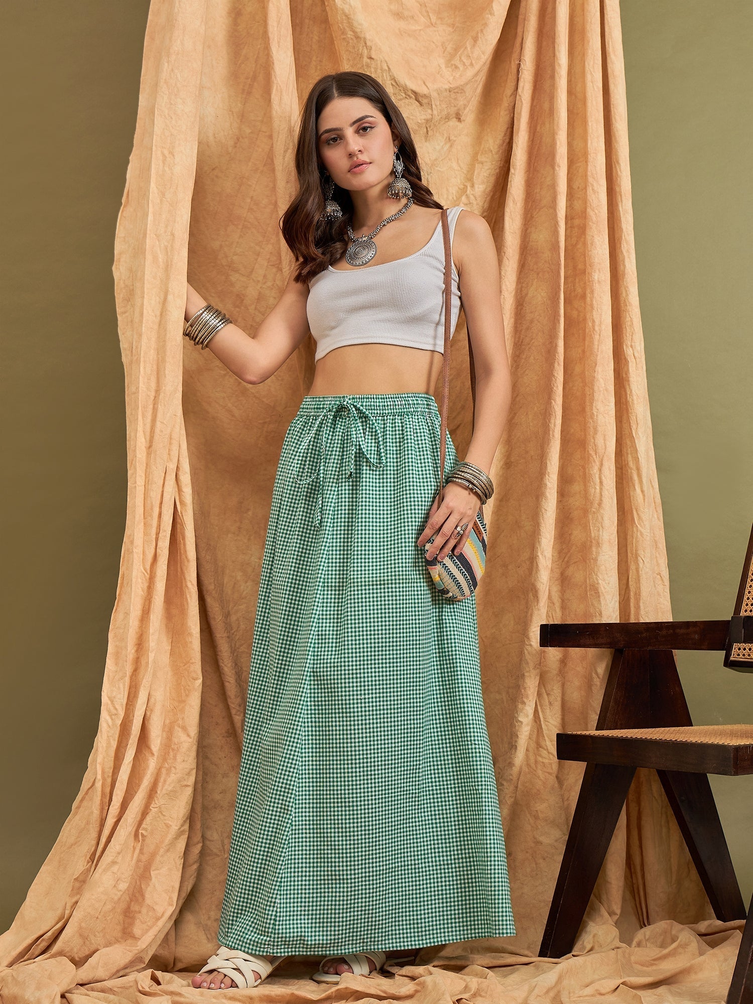 InWeave Green Small Check Skirt