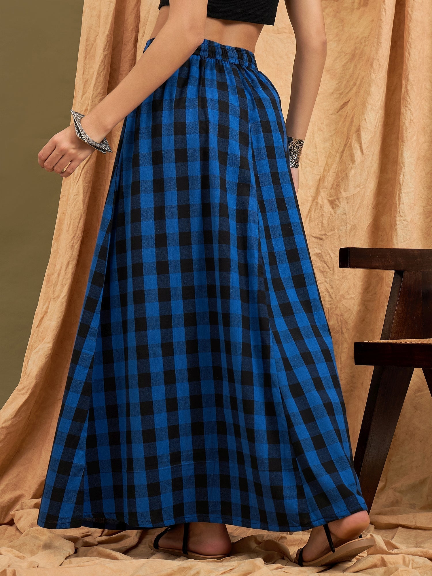 InWeave Ink Blue Black Check Skirt