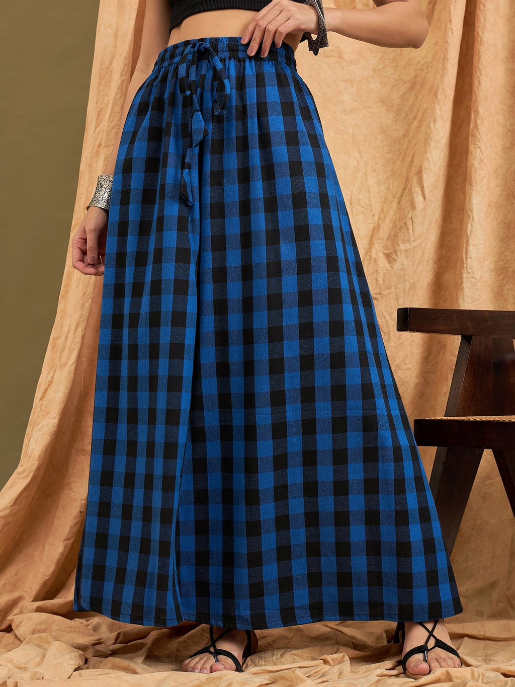 InWeave Ink Blue Black Check Skirt