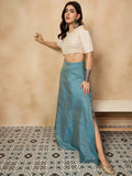InWeave Maya Blue Brocade Side Slit Skirt