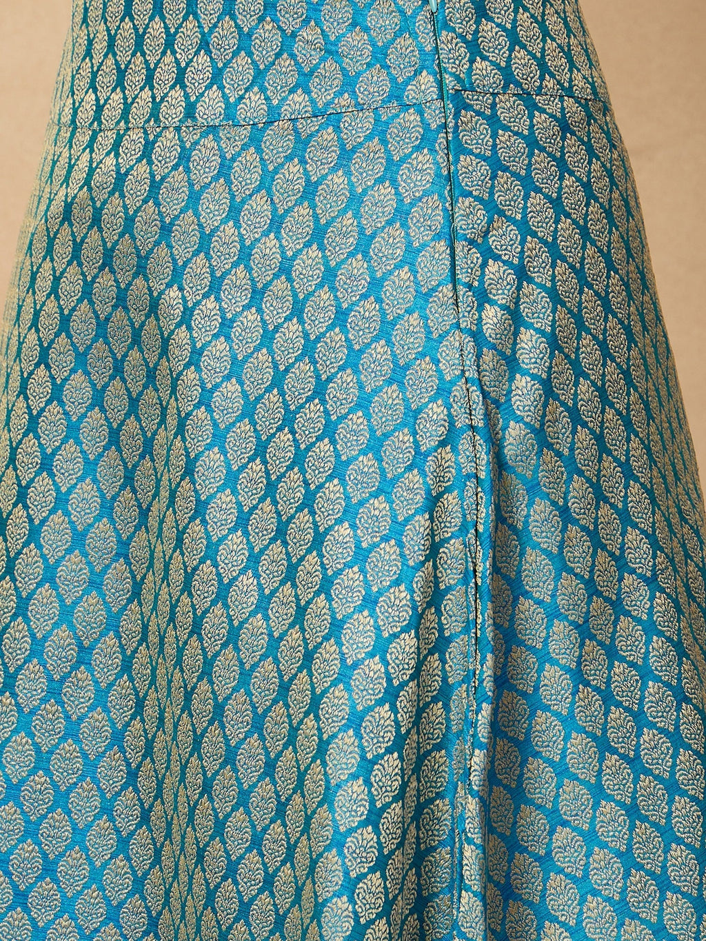 InWeave Maya Blue Brocade Side Slit Skirt