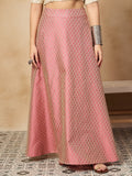 InWeave Light Pink Brocade Side Slit Skirt