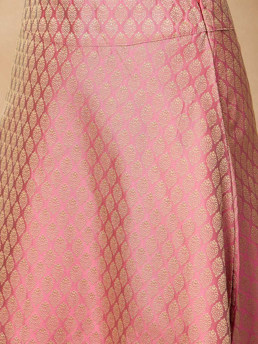 InWeave Light Pink Brocade Side Slit Skirt