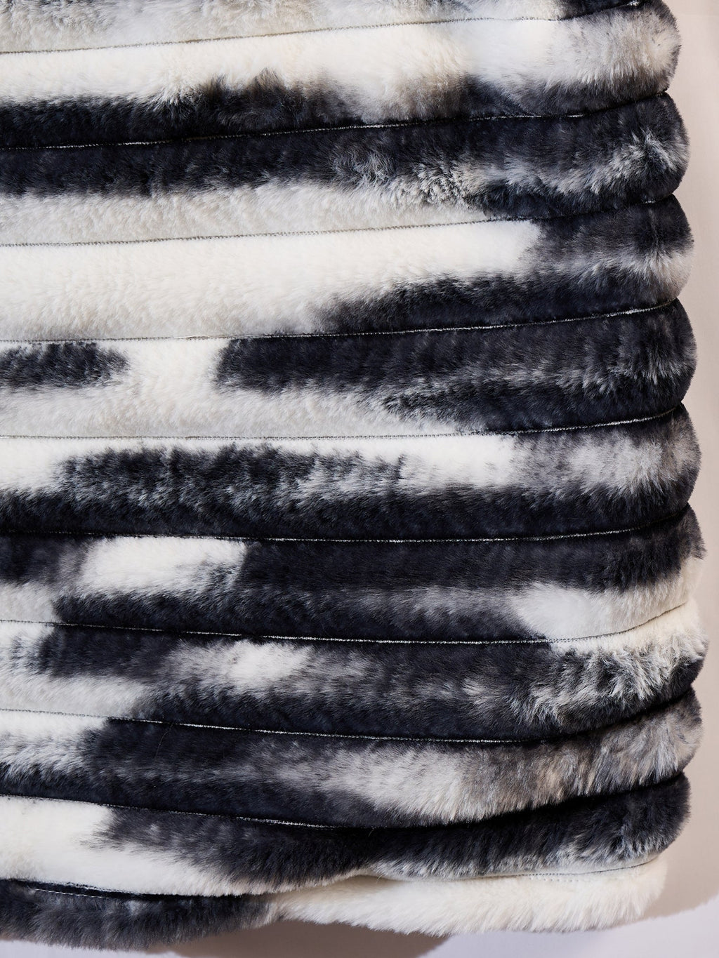 InWeave Black White Dye Rabbit Faux Fur Poncho