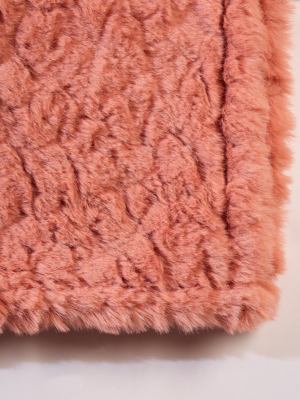 InWeave Coral Rabbit Faux Fur Poncho