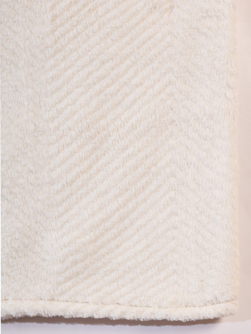 InWeave Cream Striped Rabbit Faux Fur Poncho