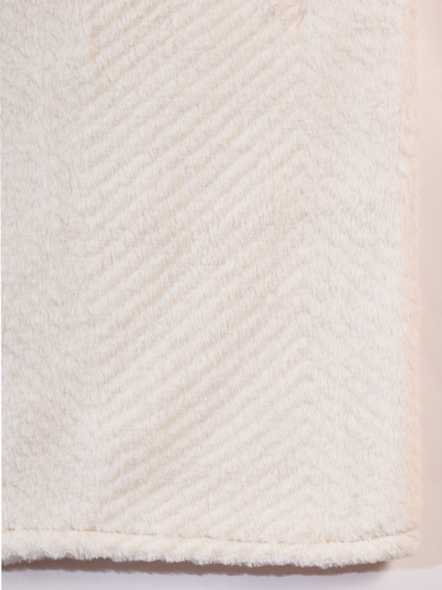 InWeave Cream Striped Rabbit Faux Fur Poncho