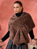 InWeave Dull Brown Rabbit Faux Fur Cape