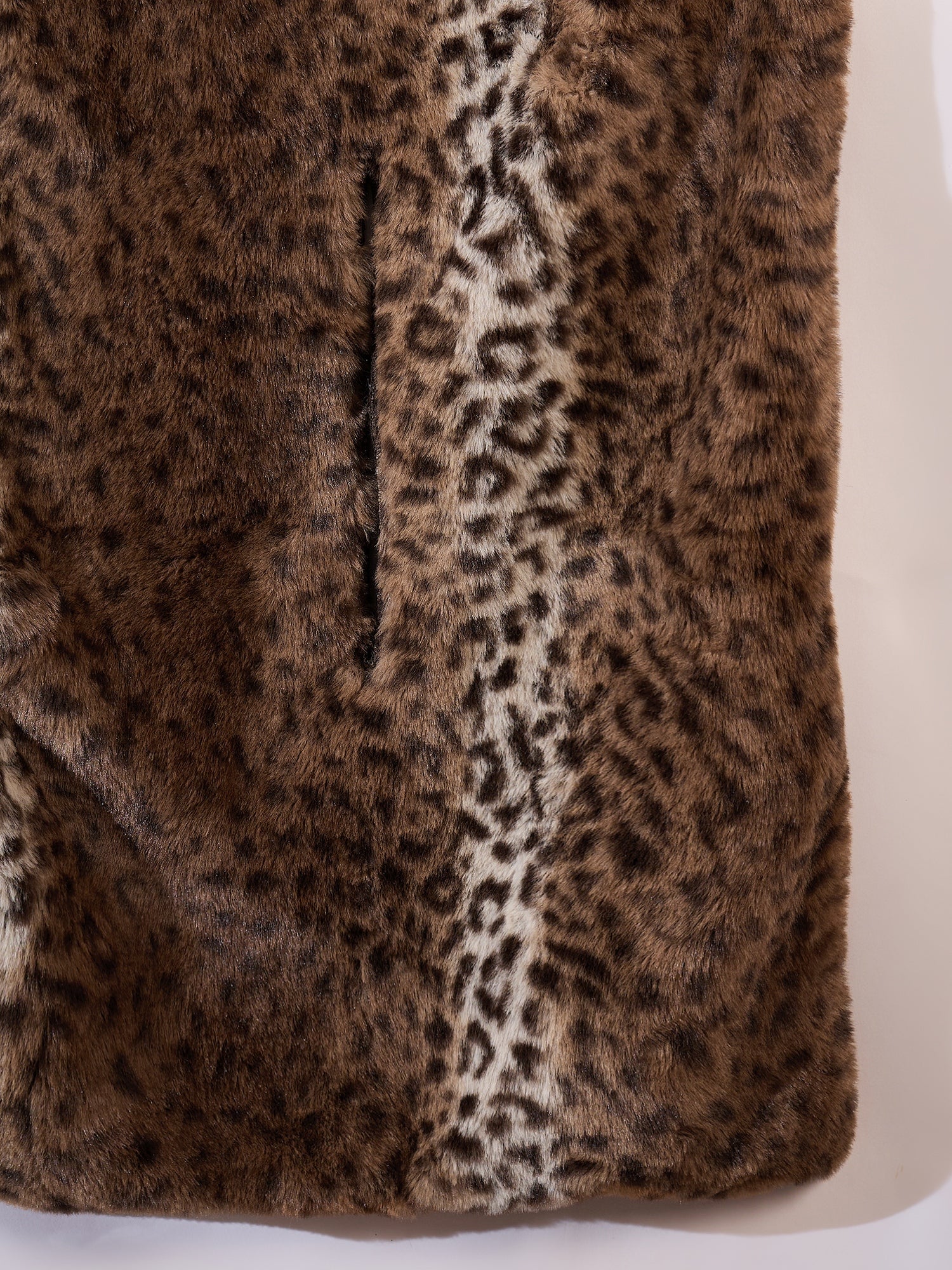 InWeave Brown Leopard Half White Rabbit Faux Fur Cape
