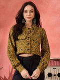 InWeave Dark Yellow Kalamkari Pocket Jacket