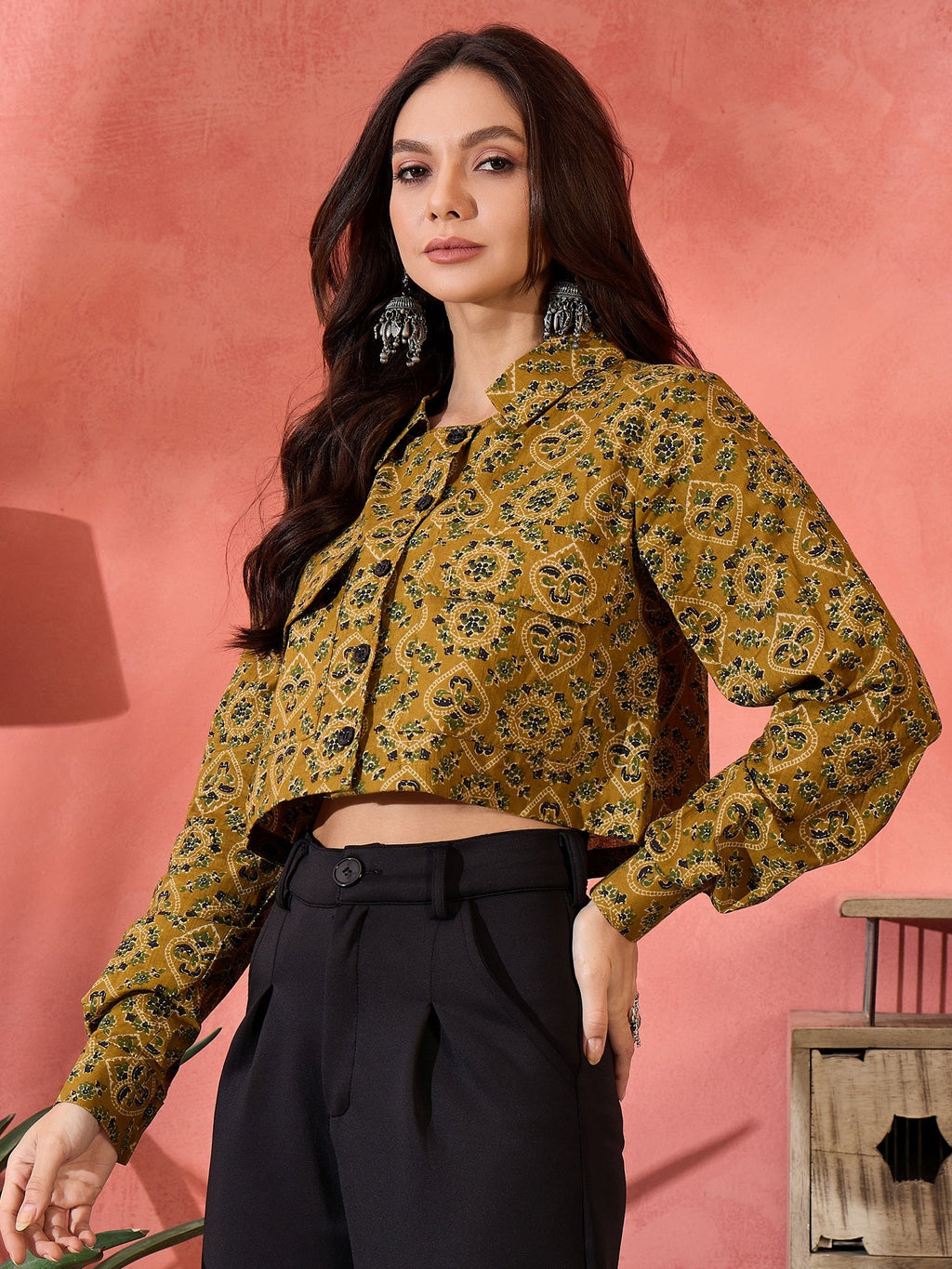 InWeave Dark Yellow Kalamkari Pocket Jacket